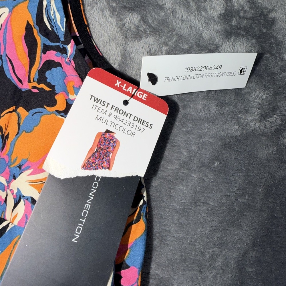 French Connection Womens Twist Front Dress XL Multicolor Cotton NWT - Picture 5 of 8